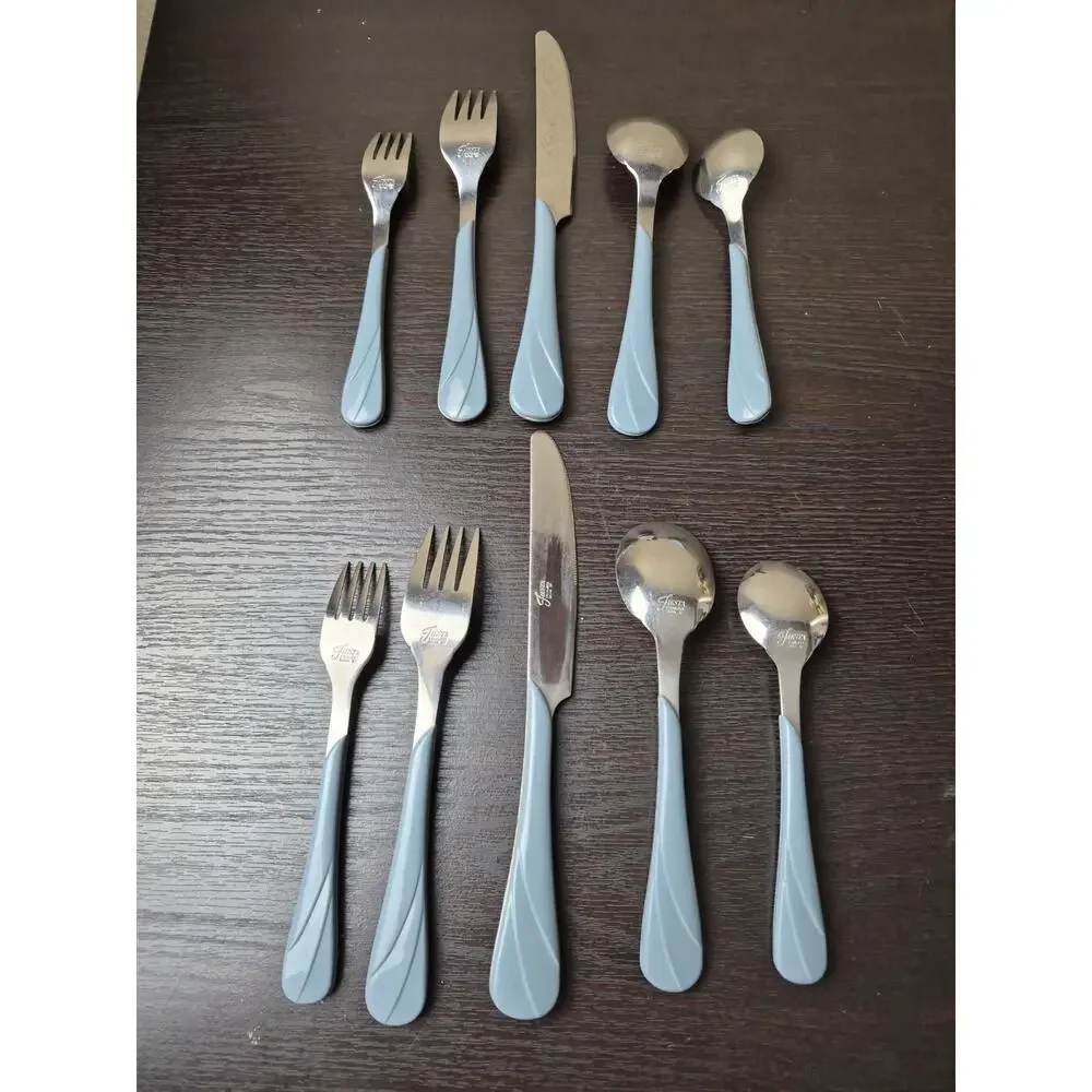 Retired Fiestaware Flatware - Swirl Pattern PERIWINKLE Blue - 10-Piece Place Set